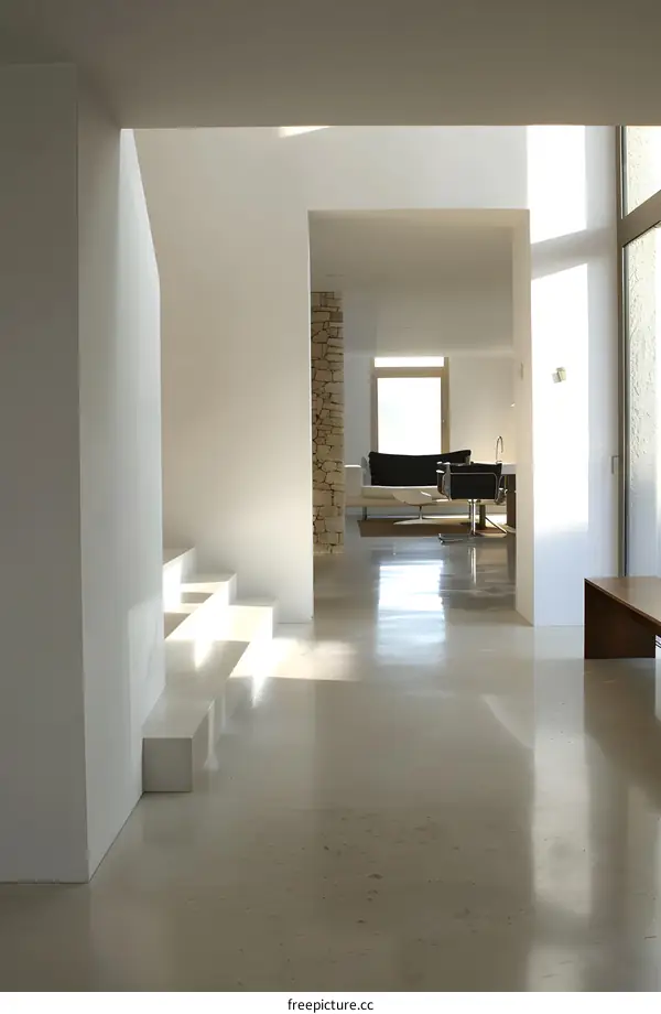 Minimalist Modern Interior Design With White Walls and Natural Light