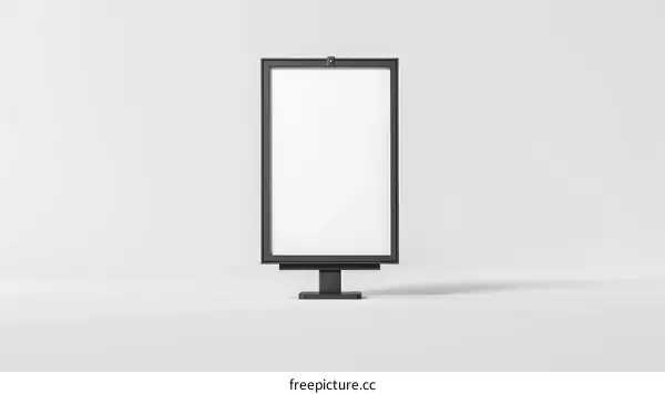 Black digital signage mockup isolated on white background 3d rendering