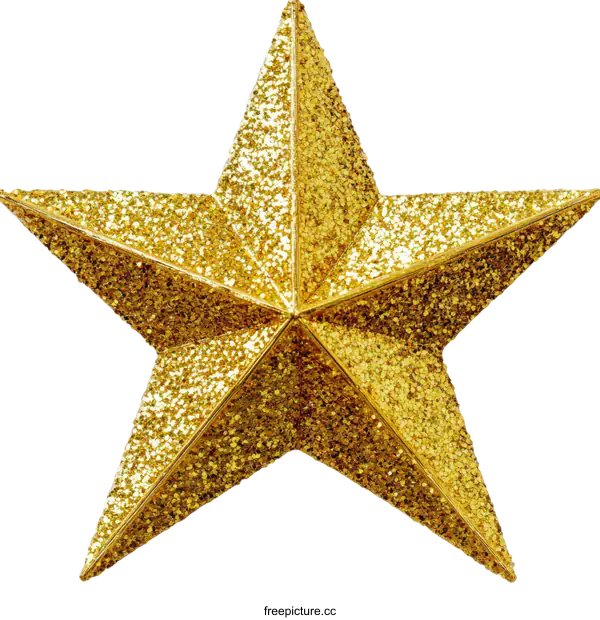 [Transparent Background PNG]Golden Glitter Star Ornament