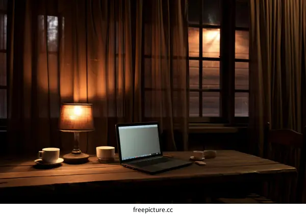 cozy cabin home office space with a view