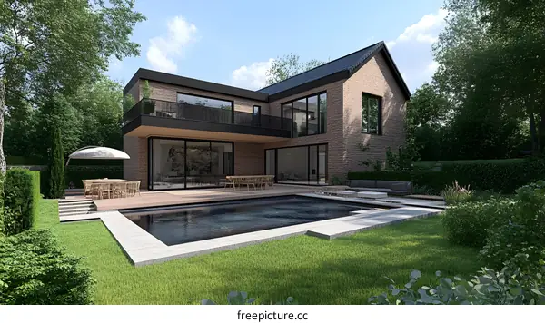 Modern House With Pool And Patio