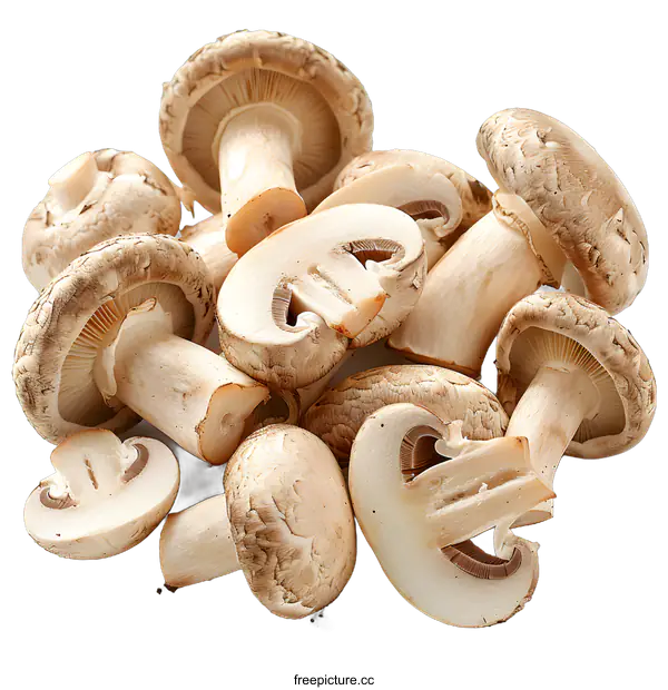 [Transparent Background PNG]Fresh brown mushrooms on a white background