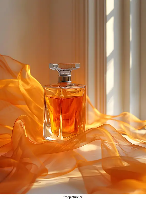 Glass Perfume Bottle with Orange Fabric