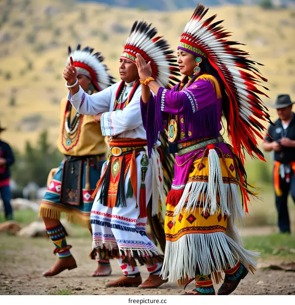 Native American Dancers in Traditional Headdress