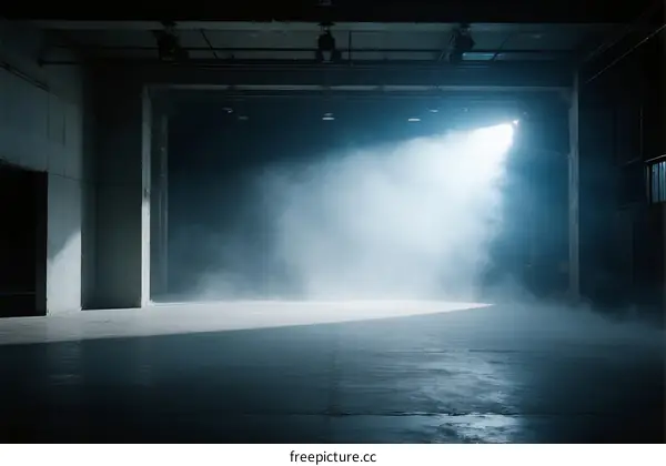 Bright light shining through an open space creating a smoky atmosphere
