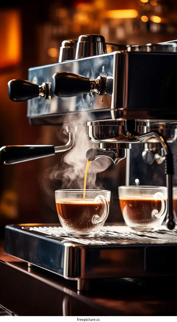 Professional Barista Making Coffee with a Professional Coffee Machine