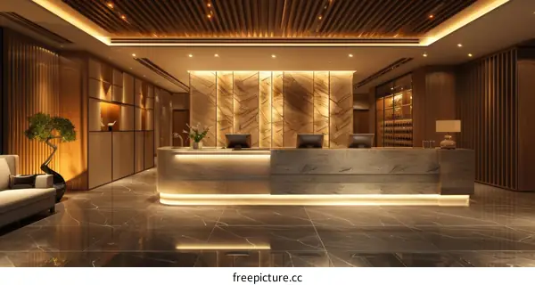 Modern Lobby Interior Design with Warm Lighting