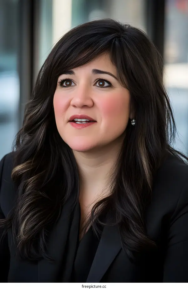 Portrait of a Confident Hispanic Woman in a Black Blazer