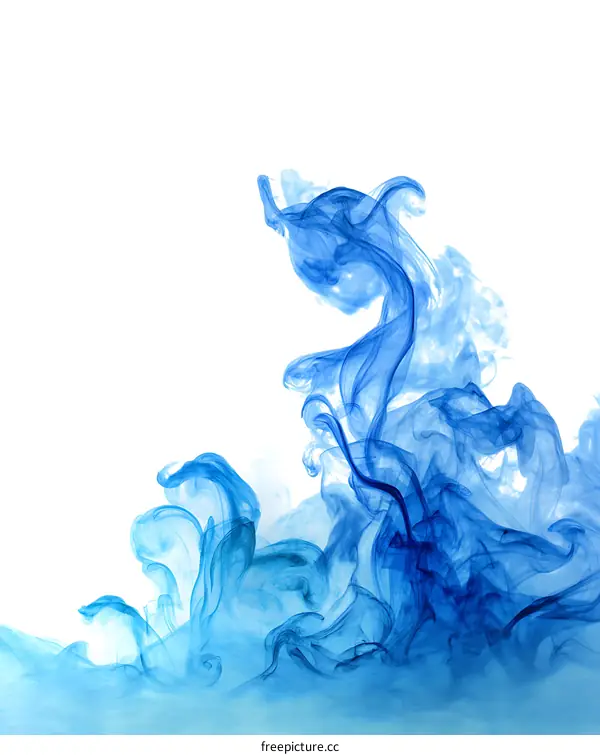 Abstract Blue Ink Flowing in Water