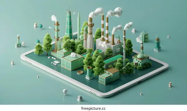 Green Industrial Park on a Tablet