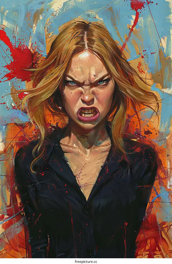 Portrait of an angry blonde woman