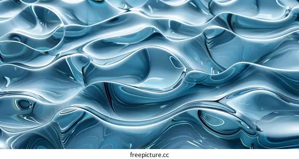 Blue Abstract 3D Rendering of a Surface with Smooth Waves and Ripples
