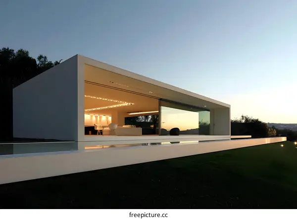 Modern House With Large Windows And Open Layout