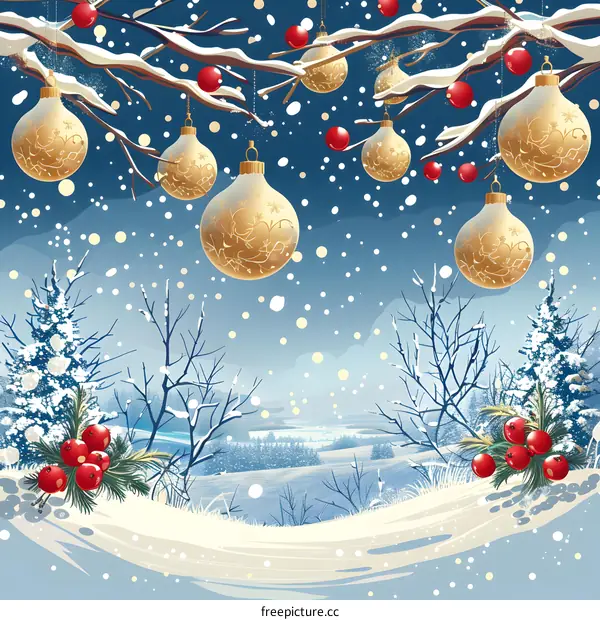 Christmas Snow Scene Illustration