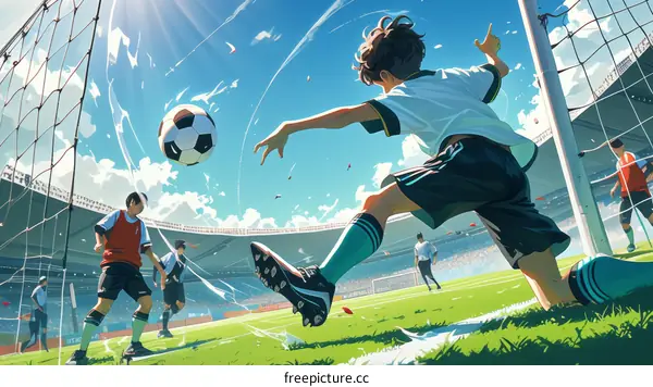 The Exciting Moment of a Soccer Game