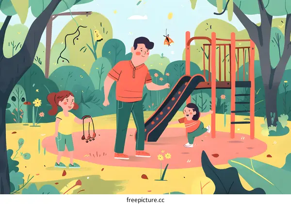 Happy Family Playing in the Park