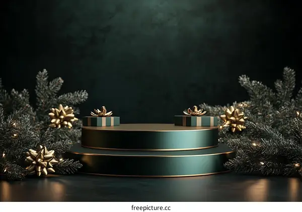 Elegant Christmas Display Podium with Gifts