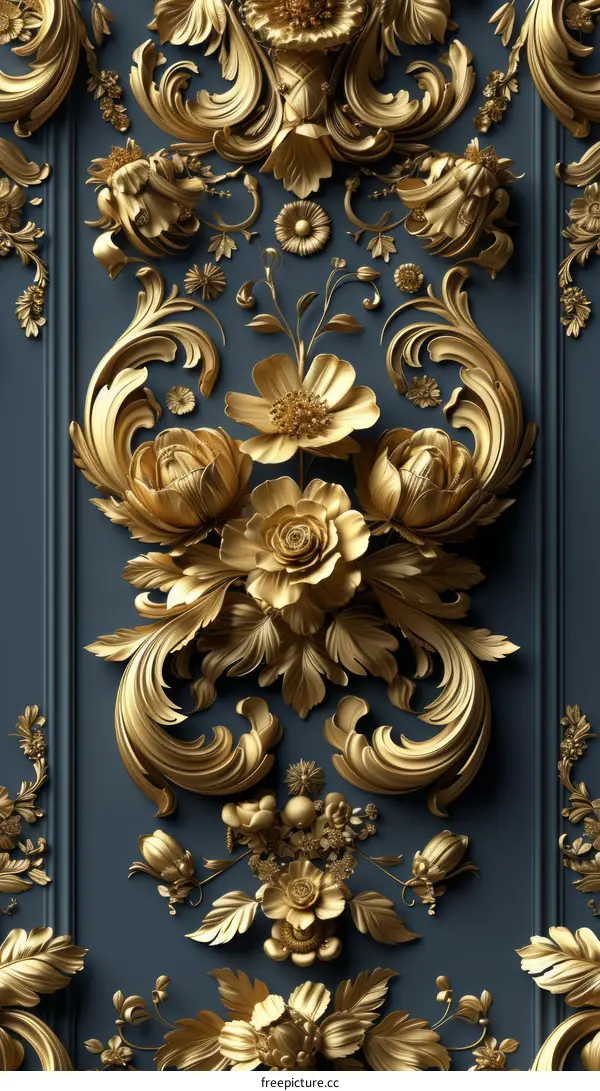 ornate gold floral 3d illustration