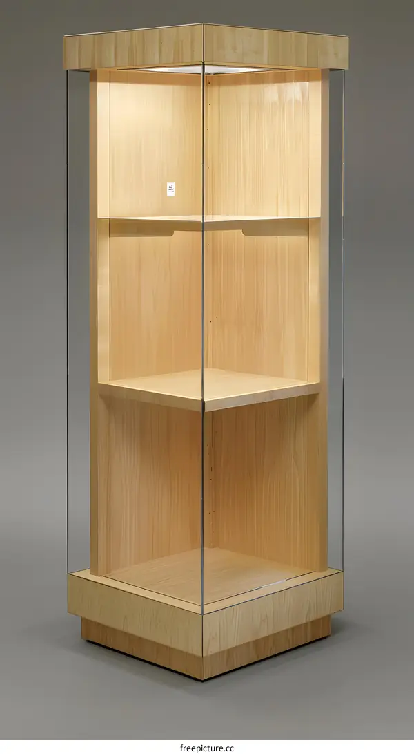 Wooden Corner Display Cabinet with Glass Shelves