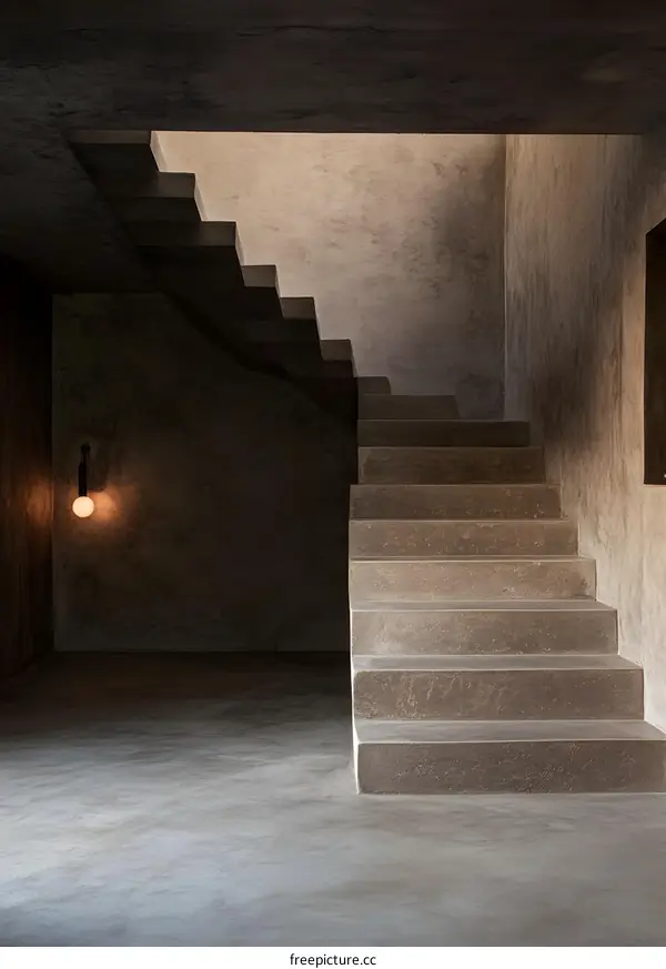 Concrete Staircase Interior Design Minimalist Style