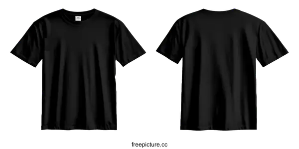 [Transparent Background PNG]Blank Black T-Shirt Mockup Front and Back View