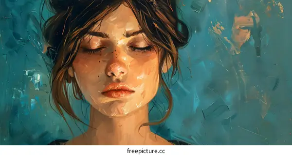 portrait of a young woman with her eyes closed