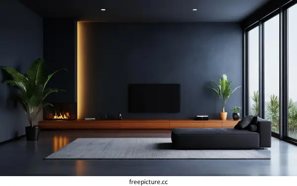 Modern Dark Living Room Interior Design