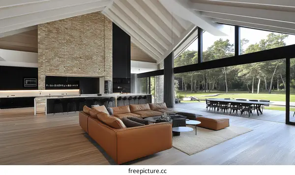 Modern Open-Plan Living Area with Expansive Views
