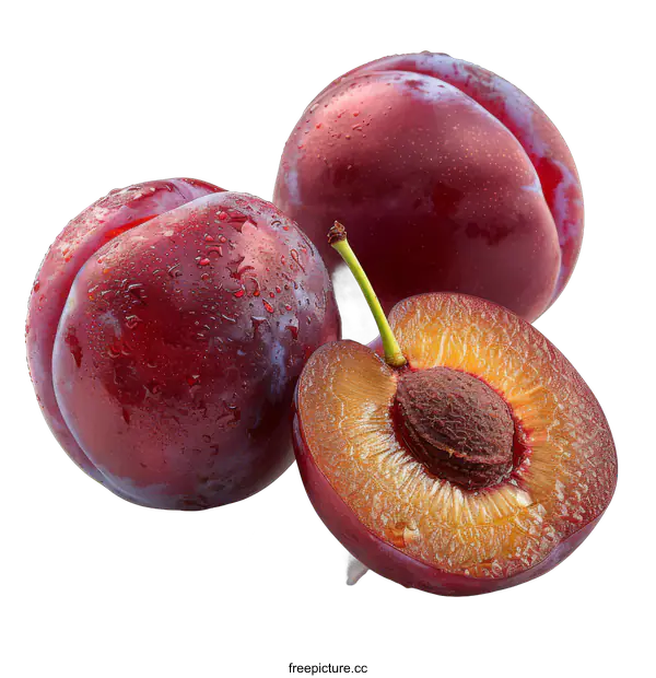 [Transparent Background PNG]Fresh plums on transparent background