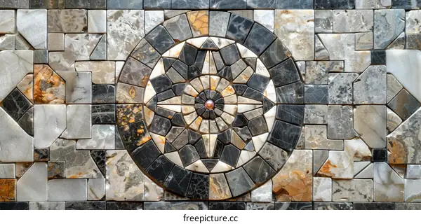 Marble Mosaic Artwork with Geometric Patterns