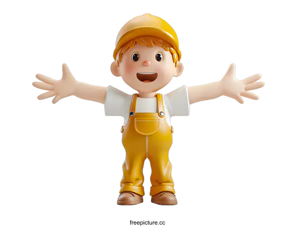[Transparent Background PNG]3D rendering of a construction worker