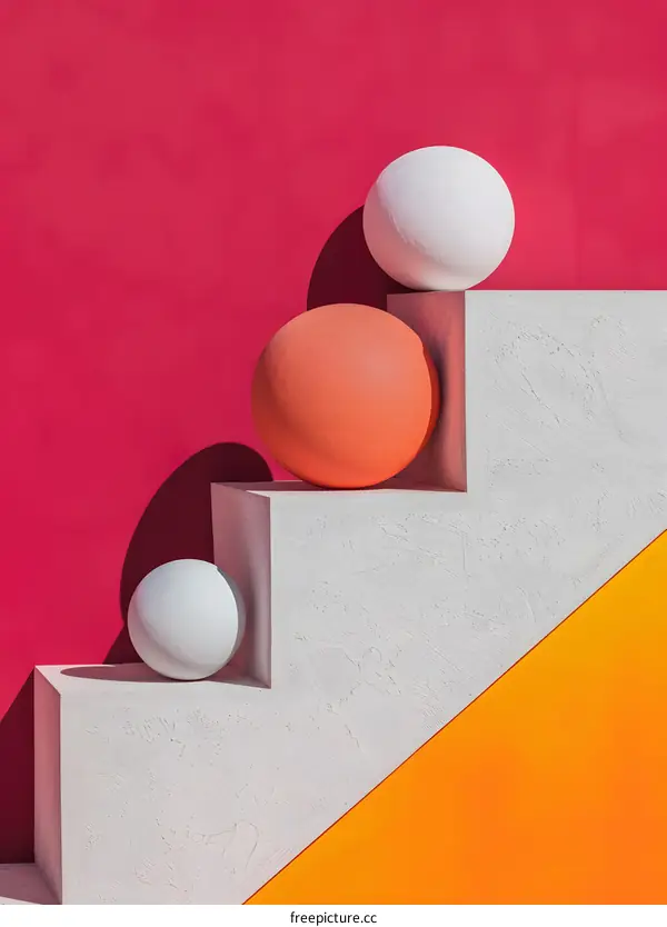 Abstract Geometric Shapes with Orange, White, and Pink Colors