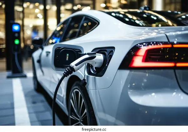 Electric Vehicle Charging at Charging Station