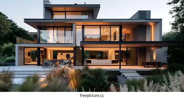 Modern Architecture House Exterior Design With Large Windows