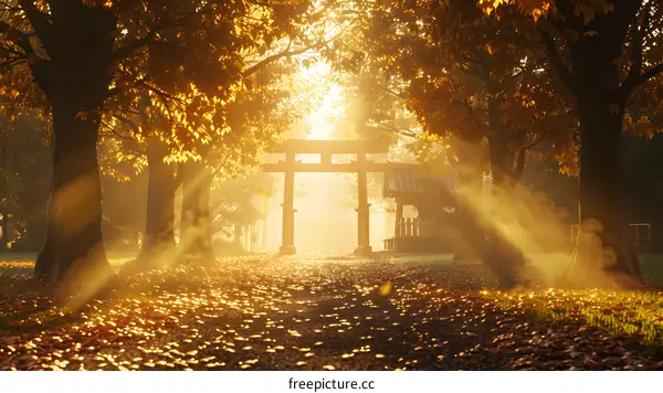 Golden Autumn Forest Torii Gate