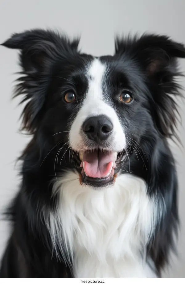 A cute Border Collie dog with black and white fur