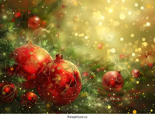 Christmas Decorations in Red, Gold, and Green