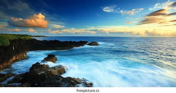Beautiful Ocean Landscape with Rocks and Waves