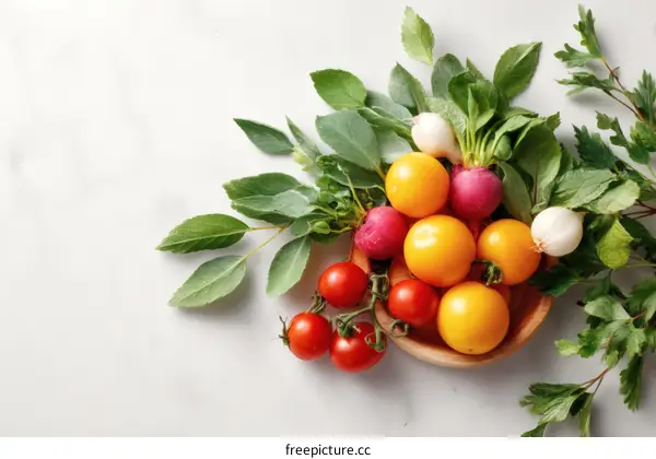 Assorted Colorful Fresh Vegetables and Herbs