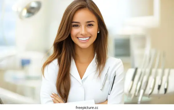 Smiling Female Doctor in a Modern Dental Office