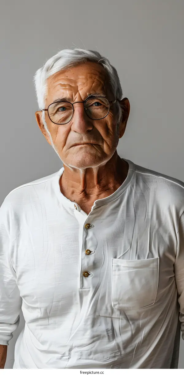 portrait of an old man with glasses
