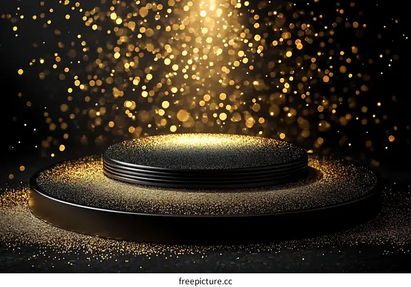 Golden Award Stage Illustration with Bokeh