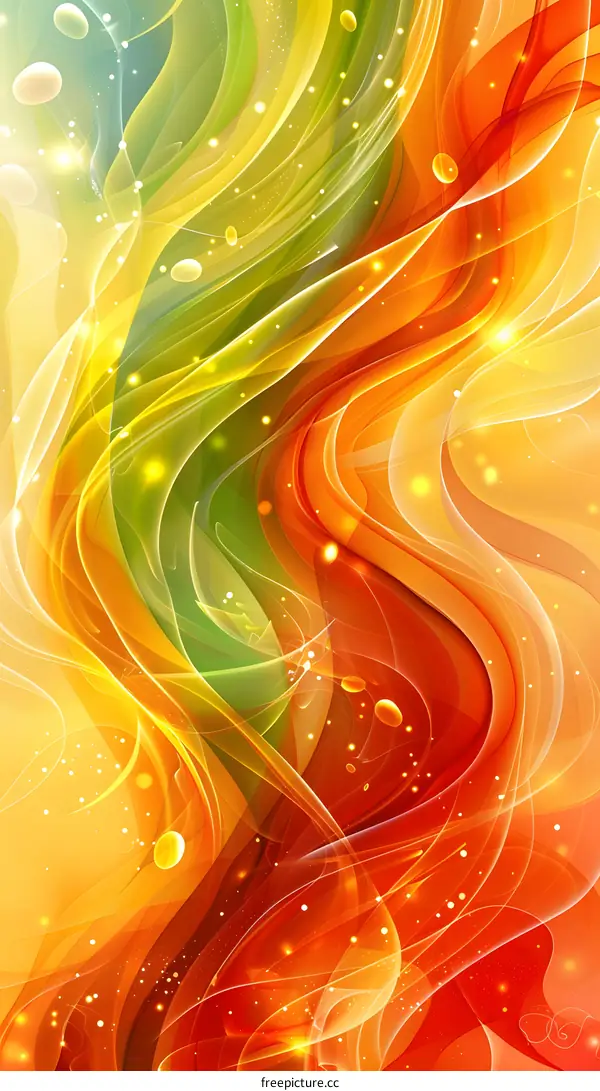 Abstract Background with Wavy Lines and Golden Lights