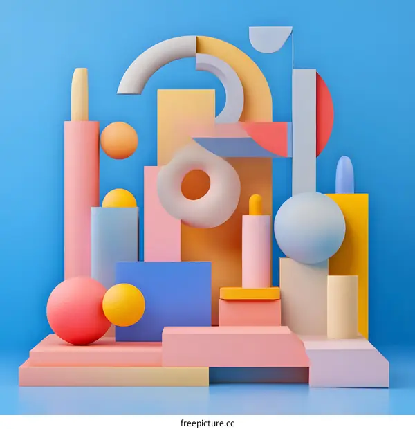 Abstract Geometric Shapes 3D Illustration