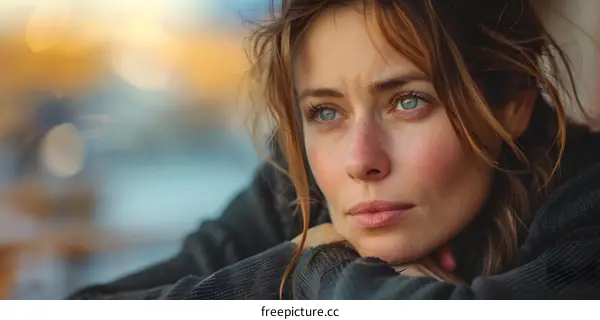 Portrait of a young woman looking away