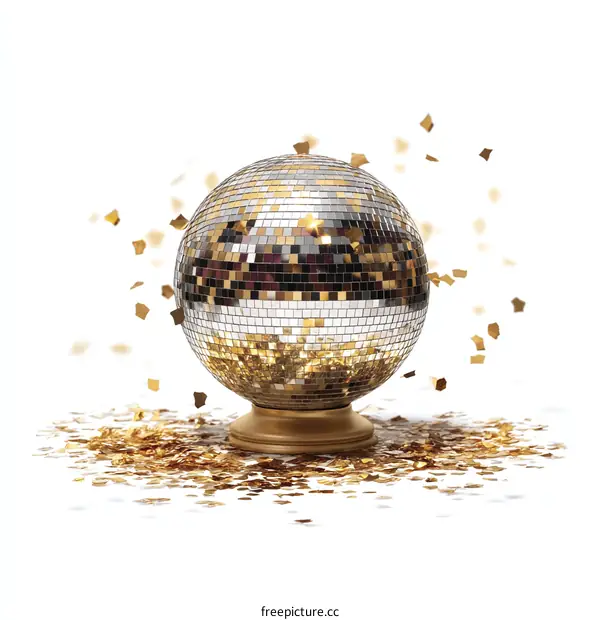 Golden Disco Ball with Confetti