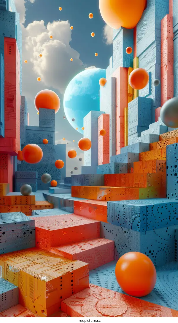 Abstract Colorful Geometric Cityscape Illustration