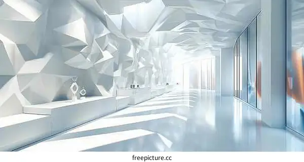 Futuristic White Corridor: Minimalist Architecture
