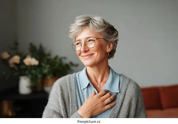 Smiling Senior Woman Portrait Indoor
