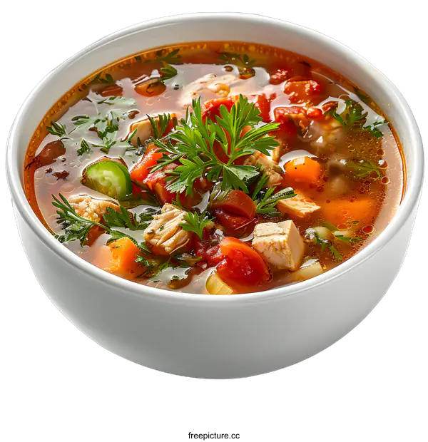 [Transparent Background PNG]Bowl of Chicken and Vegetable Soup